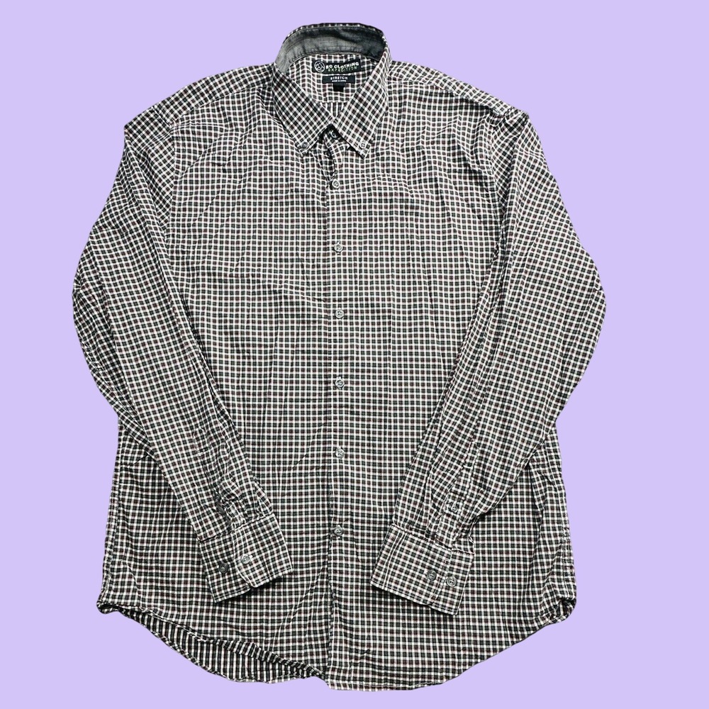 BC Clothing Shirt Mens XL Black Plaid Expedition Stretch Button Down Long Sleeve